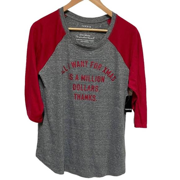 TORRID 0 large "all I want for Xmas is a million dollars" tee TS 2995 - Picture 11 of 11